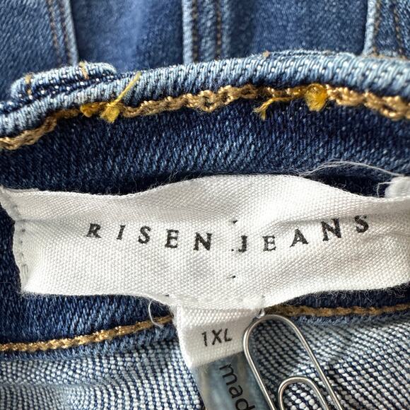 Risen Womens High Rise Mom Fit Jeans Size 1XL Denim StyleRDP5075X Medium Blue - Picture 2 of 10